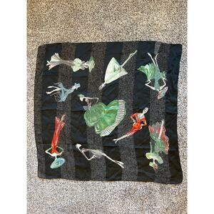 Vintage Symphony Scarfs Italian Square Scarf Art Deco Flapper Fashion